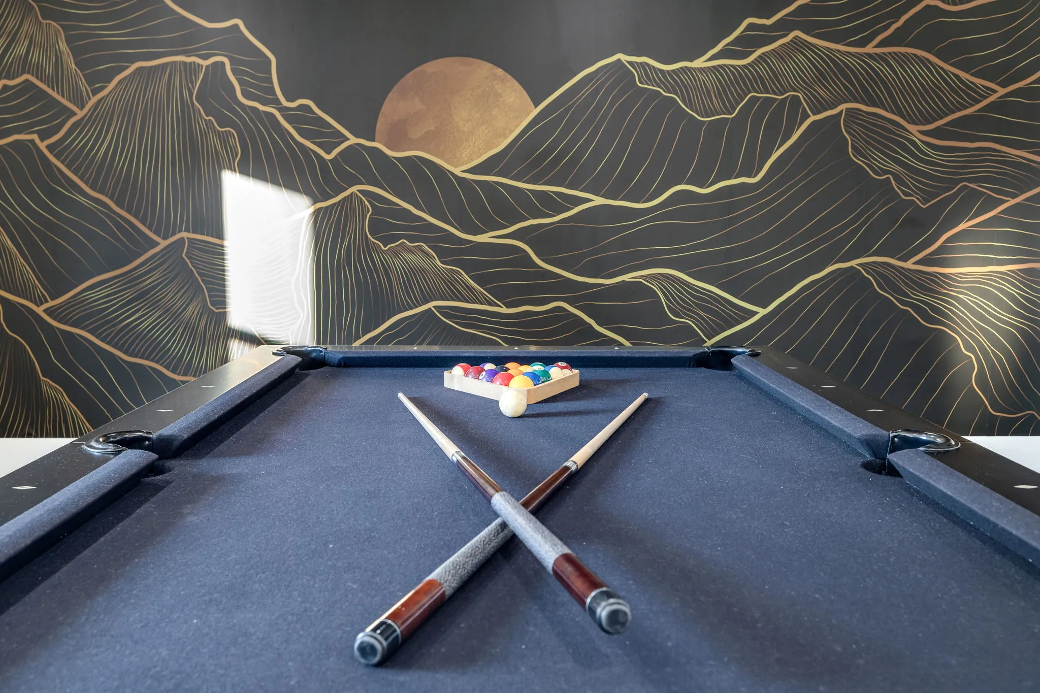 Game room overlooking living area